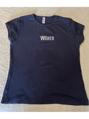 Bella Black Short Sleeve Tee with 'Wicked' Center Embroidery